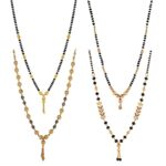 Soni Jewellery One Gram Gold Plated Combo of 4 Mangalsutra Necklace Pendant Tanmaniya Nallapusalu Black Bead Chain For Women and Girls