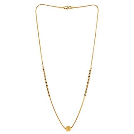 Soni Jewellery One Gram Gold Plated jewelry Mangalsutra tanmaniya pendant Yellow Necklace with Black Bead Chain for Women