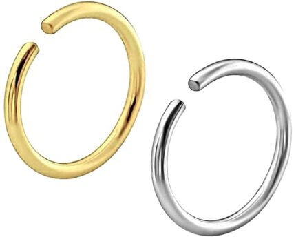 Soni Jewellery Womens Mens Unisex Nose Ear Lip Ring Set: Pack of 2