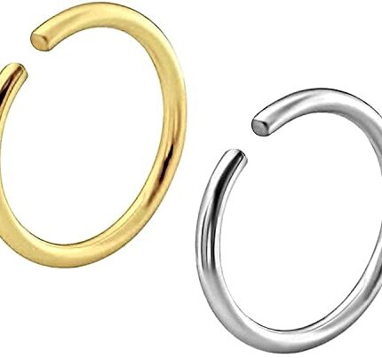 Soni Jewellery Womens Mens Unisex Nose Ear Lip Ring Set: Pack of 2