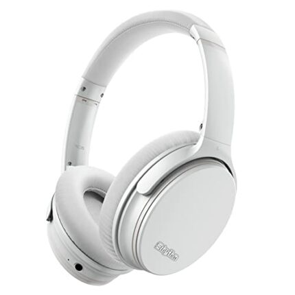 Srhythm NC35 Noise Cancelling Headphones Wireless Bluetooth 5.3, Fast Charge Over-Ear Lightweight Headset with Microphones, Mega Bass 50+ Hours’ Playtime (Misty White)