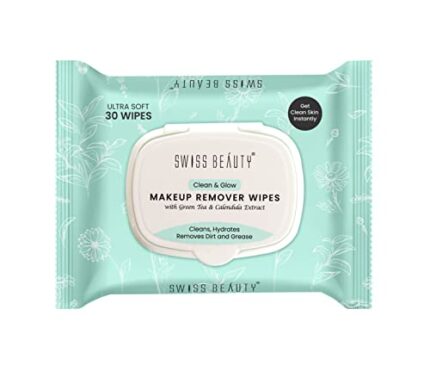 Swiss Beauty Clean & Glow Makeup Remover Wipes | With Green Tea And Calendula Extracts| Cleansing And Hydrating Facial Wipes| 30 Wipes