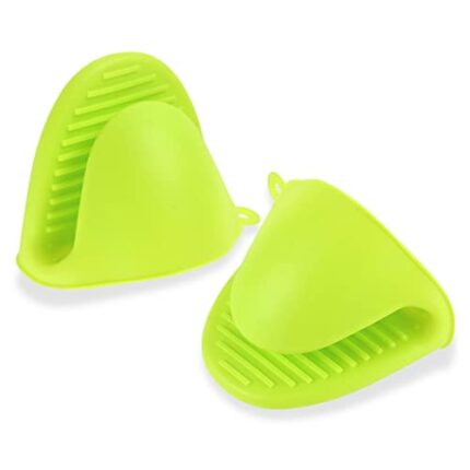 Syga Silicone Pinch Grip Mitten Oven Mitt Gripper Kitchen Potholder Utensil Tool, 10inch(Green) - Set of 2