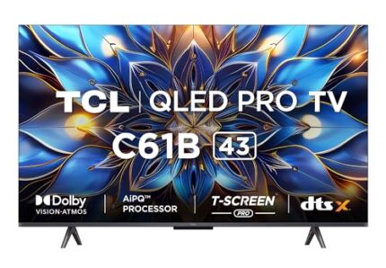 TCL 108 cm (43 inches) 4K Ultra HD Smart QLED Google TV 43C61B (Black)