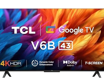 TCL 108 cm (43 inches) Metallic Bezel-Less Series 4K Ultra HD Smart LED Google TV 43V6B (Black)