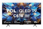 TCL 126 cm (50 inches) 4K Ultra HD Smart QLED Google TV 50C61B (Black)