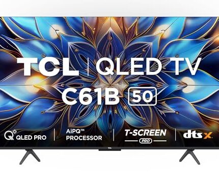 TCL 126 cm (50 inches) 4K Ultra HD Smart QLED Google TV 50C61B (Black)