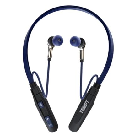 TEMPT Newly Lauched Groove Air Neckband, 35 Hours Playtime, Type C Fast Charging, BT V5.2, 10MM Drivers with Copper Rings, Crystal Clear Sound, IPX5 Water & Sweat Resistant (Blue)