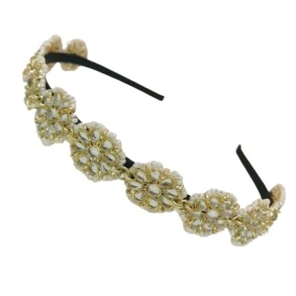TOF Hair Jewellery Hair Jewellery Gold Plated Many Style Hair Bands Kundan Multi Stone hairband for womens and girls (TOF 10 Flower Kundan Hair Band)