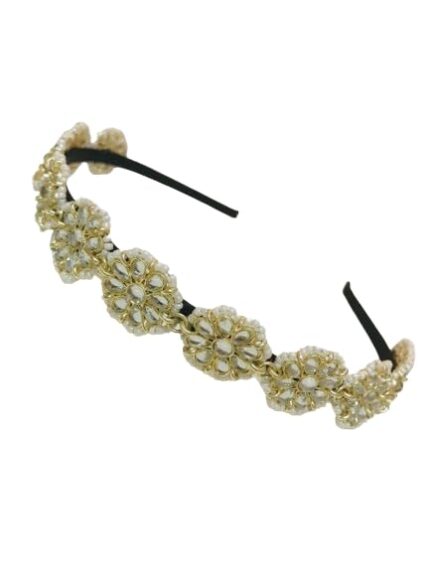 TOF Hair Jewellery Hair Jewellery Gold Plated Many Style Hair Bands Kundan Multi Stone hairband for womens and girls (TOF 10 Flower Kundan Hair Band)