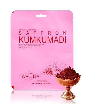TWACHA Saffron Kumkumadi Facial Kit | Improves Complexion,Remove Dark Spots & Gently Exfoliates | Anti-Aging Glowing Skin | Suits All Skin Types | Ideal for both Men & Women | (6 Steps Facial)