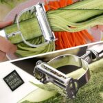 Top Chef 2-in-1 Kitchen Vegetable and Fruit Peeler - Stainless Steel with Julienne & Serrated Blades, Double-Edged Swivel Design for Bidirectional Peeling