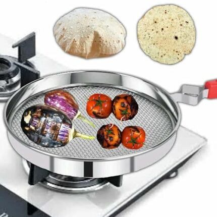 Tudoccy Phulka Grill pan roti Maker, papad Maker, Grill pan Non Stick, Cooking pan Home Essential Items pulka Grill for Home Gas Stove, Stainless Steel - Kitchen Knife Set (Phulka Grill)