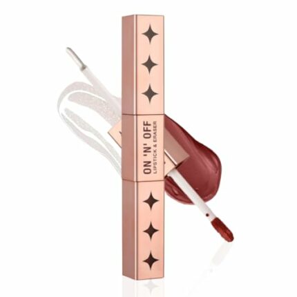 Typsy Beauty ON 'n' OFF Lipstick & Eraser | 12 Hr Stay Creamy Matte Formula (Chocolate Brown) | Smudge & Transfer Proof | Nourishing Remover Oil & Leave-On Mask | Vegan | 8 shades | 2.5 ml x 2.5 ml