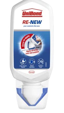 UniBond Re-New Silicone Sealant/White Sealer for Bathroom, Kitchen, Sink or Shower/Triple Protect Mould Resistance / 1 x 100ml