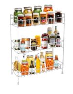 Unify Stainless Steel 3 Tier Kitchen Countertop Spice Container Organizer Rack with Shelf Liner for Kitchen/Cabinet/Pantry/Office (Rectangle), 39L x 19.5B x 50H cm