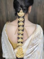 Upavista Handcrafted Gold Plated Pearl & Kundan Studded Bridal Wedding Hair Braid Choti For Women