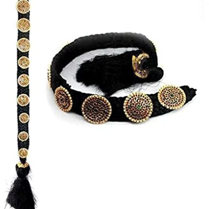 VAMA Ready Choti Jada Billalu Set Hair Ornaments Full Moon Bharatanatyam Kuchipudi Classical Dance Jewellery For Women - Black