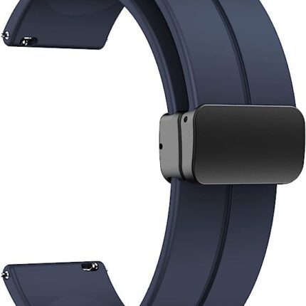VEROX 22MM Watch Strap with Magnetic Folding Lock Compatible with Noise, Boat, Fast-Track, Ptron, Galaxy Watch 3 45mm/46mm/Gear S3 Classic/Frontier, Amazfit,beatxp and All 22MM Watches- NavyBlue