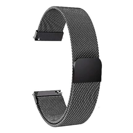 VEROX Stainless Steel 19mm Strap for Smart Watch Strap with Magnetic Buckle Compatible with Boat Storm, Noise Colorfit Pro, and All The 19mm Smart Watch - Black