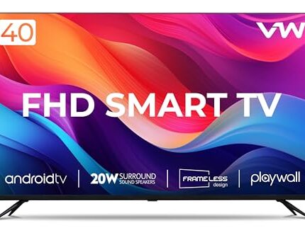 VW 101 cm (40 inches) Playwall Frameless Series Full HD Android Smart LED TV VW40F2 (Black)