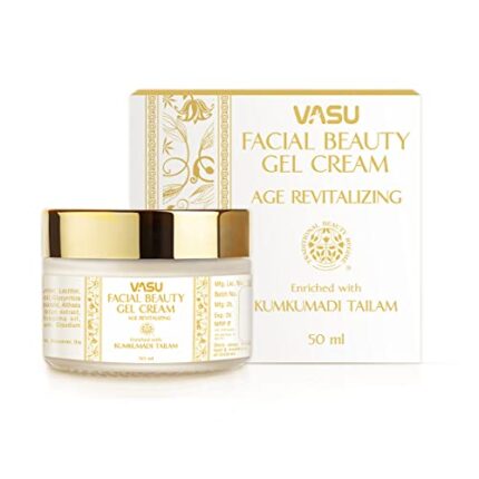 Vasu Kumkumadi Tailam Facial Beauty Gel Face Cream – 50 ml | Boost Collagen Synthesis | Improves Skin Elasticity | Revitalizes & Nourishes Skin | Quick-absorbing & Non-greasy