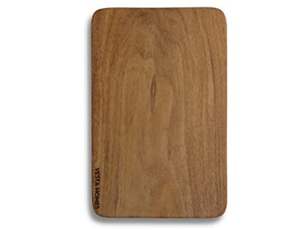 Vesta Homes Single Block Wooden Chopping/Cutting Board/Plate for Kitchen Vegetables, Fruits & Cheese | Natural Acacia Wood | Anti Microbial | Natural Color, 30 x 18 x 1.5 cm | Handcrafted in India