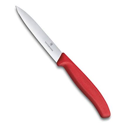 Victorinox Swiss Made Stainless Steel Swiss Classic Paring Knife, Kitchen Tools & Items, 10 cm, Straight Edge, Red | Multipurpose Knife 6.7701