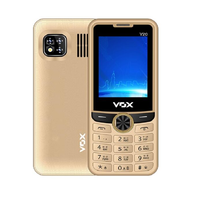 Vox V20 Feature Phone with 2500 mAh Battery, Dual Sim (2.4" Display) (Golden)