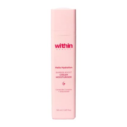 Within Beauty Ceramide & Shea Butter Cream Moisturiser | 72 Hrs Moisturisation | Hello Hydration Barrier Boost Moisturiser | For Normal To Dry Skin | Non-Greasy Light Weight | Quick-Absorbing | 50ml