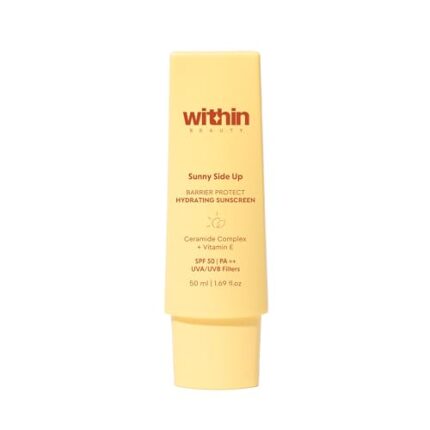 Within Beauty SPF 50 PA++ Ceramide Sunscreen| Sunny Side Up Barrier Protect Hydrating Sunscreen | For All Skin Types | Fast Absorbing | UVA and UVB filters Prevents Tanning | No White Cast | 50ml