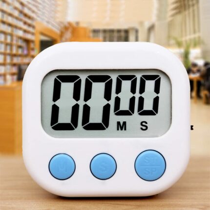 Wolpin Digital Kitchen Timer & Stopwatch, Countdown Large Digits, Loud Alarm, Magnetic Stand Round, for Cooking | Baking | Kids Study Teacher Shower Bathroom Oven Round Back Stand Hanging Hole, White