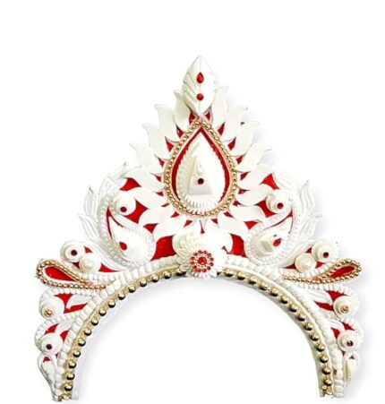 Women's Bengali Bridal Crown, White Wedding Solar Biyer Mukut, Girl's Topor Hair Accessories