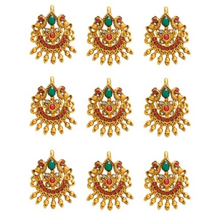 Yellow Chimes Choti Jadai Billai Traditional Multicolor Bridal Hair Accessories for Women Wedding Gold Plated Hair Choti Bridal Jewellery for Women (Gold-7)