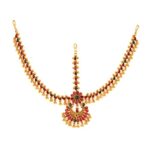 Yellow Chimes Head Chain For Women Gold Toned Bridal layered Beaded Traditional Mathapatti For Women and Girls (Gold 5)