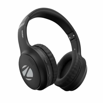 ZEBRONICS Aeon Wireless Over Ear Headphone with 110H Battery Backup, Supports Bluetooth & Aux, Gaming Mode, Enc, Dual Pairing, Rapid Charging (Black)