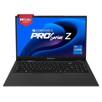 ZEBRONICS PRO Series Z NBC 5S, Intel Core 12th Gen i7 Processor 16GB RAM & 512GB SSD Laptop, 15.6 Inch (39.6CM), IPS 180° Display, Dolby Atmos, 38.5Wh Large Battery, Windows 11, Space Grey, 1.76 Kg