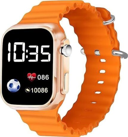 ZOVUTA Digital Dial Waterproof Smart Design LED Display Kids Watch for Boys & Girls, Men and Women, Birthday Gift, Rakhi Gift (Age 4-15 Years) (Orange)