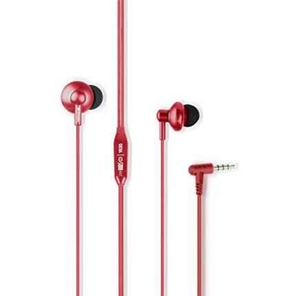 Zebronics Zeb-Buds 10 (Red) In Ear Wired Earphones with Mic, Metallic Design, L Shaped Connector, 13.5mm NdFeb Drivers