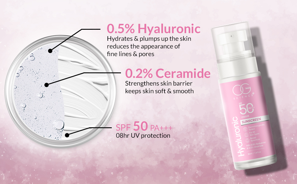 Sunscreen with Hyaluronic Acid and Ceramide