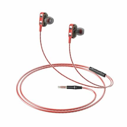 amazon basics in-Ear Wired Earphones with 9 mm Dual Drivers, in-Line Mic, Powerful Bass, Noise Isolation, 3.5 mm Audio Jack (Black and Red)