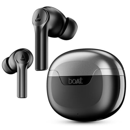 boAt Newly Launched Airdopes 300 Premium Truly Wireless in-Ear Earbuds with 4 Mics AI-ENx Spatial Audio, 50HRS Playtime, Multipoint Connection, ASAP Charge, Hearables App Support(Gunmetal Black)