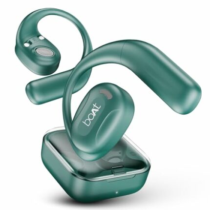 boAt Newly Launched Airdopes Progear Open Ear Ear Buds w/Air Conduction Technology, 4 Mics w/AI-ENx™, 100hrs Playback, 15mm Drivers, Secure Fit,Beast™ Mode w/ 40ms Latency,ASAP™ Charge(Sporty Green)