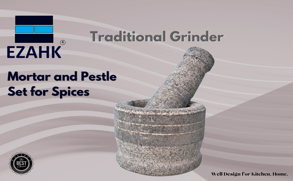 Stone mortar and pestle set large size