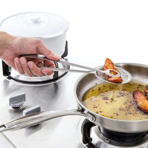 Reusable BBQ Filter Clamp Strainer Oil-frying Food tong Kitchen Oil Food Serving Spoon 