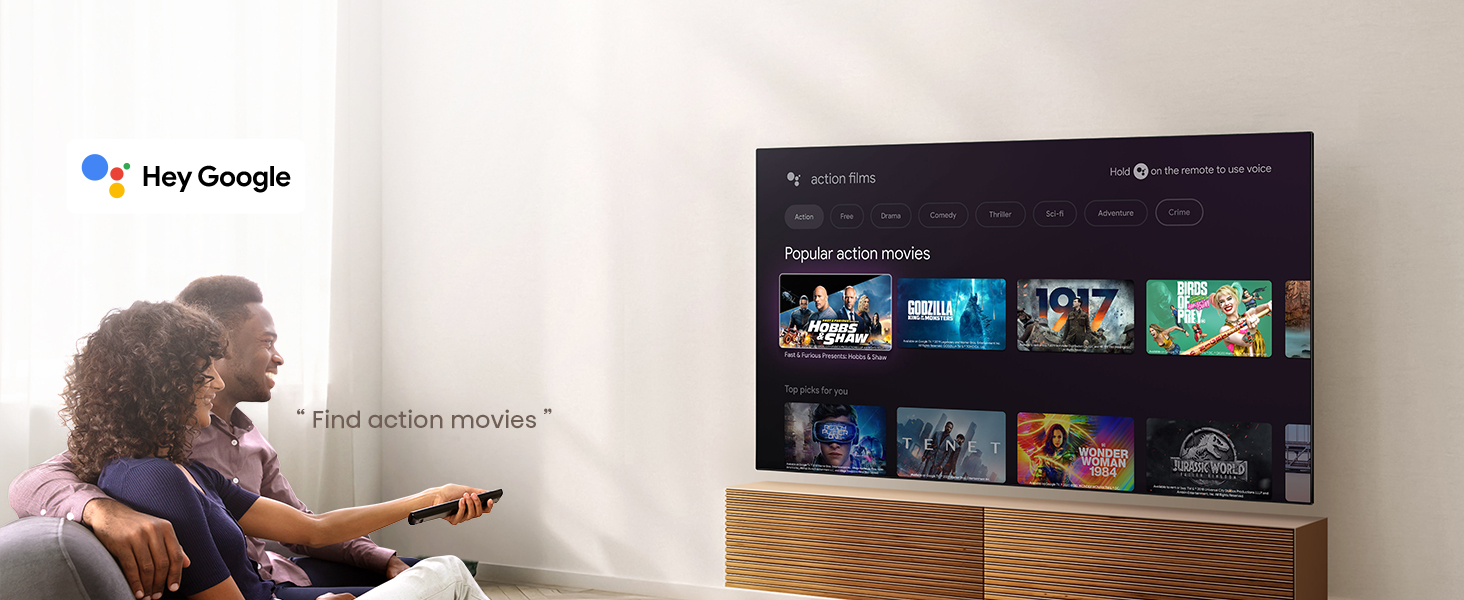 Use your voice to find movies, stream apps, play music and control the TV