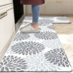 ishro home Premium Kitchen Mats for Floor | Kitchen runner for floor | 2 Pcs Set | Anti-Skid & Machine-Washable | (Breeze Grey)