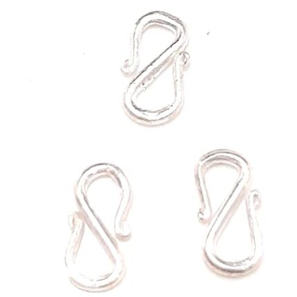 jc Silver 3pcs Sterling Silver S Hooks Clasp 1.5mm for Bracelet Necklace Anklet Charm Jewelry USE for anklets, Beads Bracelet Light wieght Chains