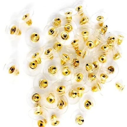 meryCraft Golden Earring Backs Stopper Earnuts Stud Earring Rubber Back Supplies for Jewelry Findings Making Accessories Golden (Pack of 25) MCI-STPR-005