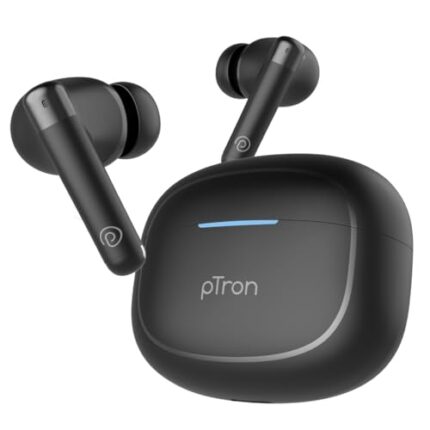 pTron Bassbuds Duo Pro TWS Earbuds with 3D AudioScape, TruTalk AI-ENC Calls, Thunder Bass, 38H Playtime, 50ms Low Latency Movie/Music Modes, BT 5.3 & Ultra HD Mic, Fast Type-C Charging & IPX5 (Black)